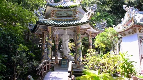 Beautiful temple at Marble Mountains Stock Footage 113649316