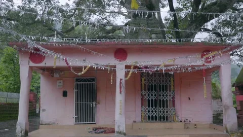 Beautiful temple under peepal tree Stock Footage 201839644