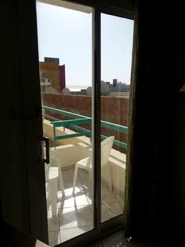 Beautiful Terrace Access From Hotel Room in Hurghada With Stunning Sea View Stock Photos