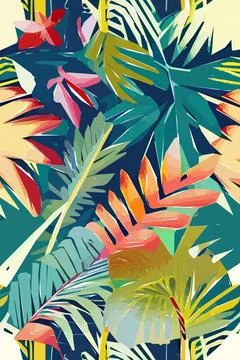 Beautiful textile pattern with bird, flowers and leaves. Floral plant patte.. Stock Illustration
