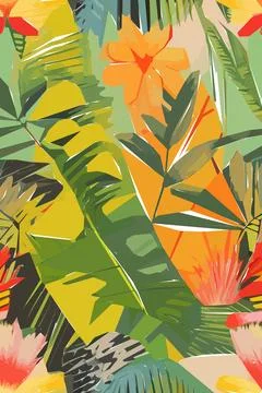 Beautiful textile pattern with bird, flowers and leaves. Floral plant patte.. Stock Illustration
