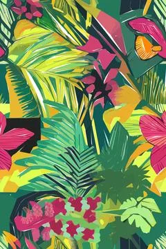 Beautiful textile pattern with bird, flowers and leaves. Floral plant patte.. Stock Illustration