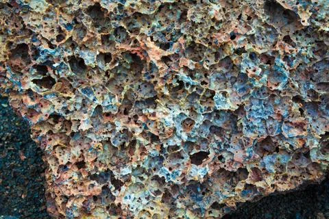 Beautiful texture and pattern of cold lava in Hawaii Volcanoes National Pa... 스톡 사진