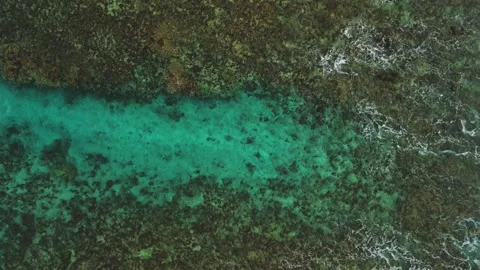Beautiful texture of big power dark ocean waves with white wash. Aerial top view Stock Footage 276517643