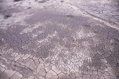 Beautiful texture of cracks in a mud volcano. Stock Photos