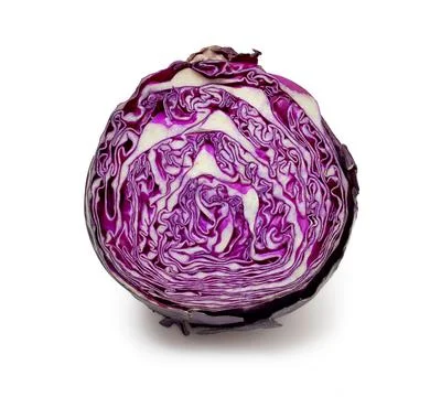 Beautiful texture red cabbage cut in half isolated on a white background Stock Photos