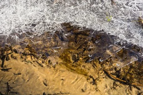 Beautiful texture of thin ice. Stock Photos
