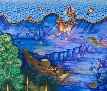 Beautiful thai mural Stock Illustration