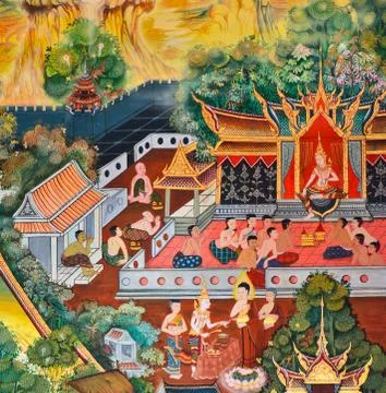 Beautiful thai mural Stock Illustration