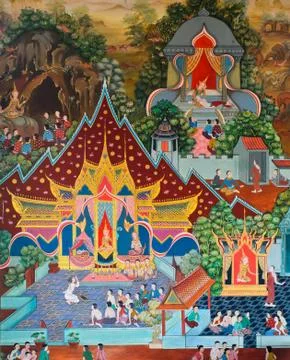 Beautiful thai mural Stock Illustration