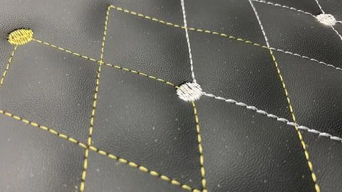 Beautiful thread stitching and embroidery yellow and white Stock Photos
