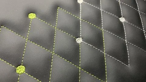 Beautiful thread stitching and embroidery yellow and white Stock Photos