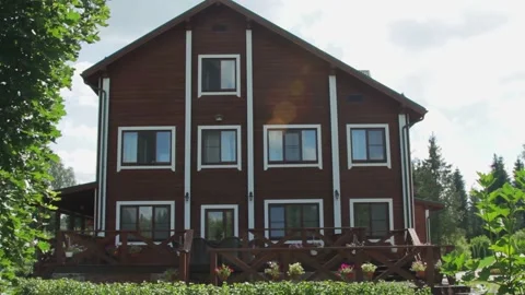 Beautiful three-storey house Stock Footage 159897448