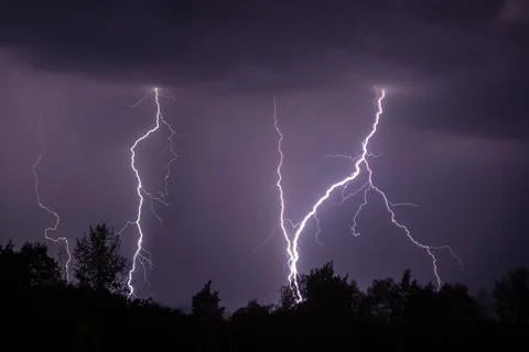 Beautiful thunderstorm lighting Stock Photos