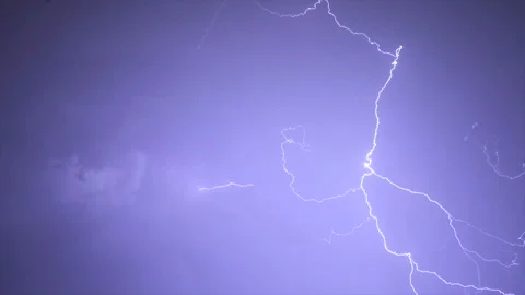 The beautiful thunderstorm with lightning in the night sky. slow motion Stock Footage 93906303