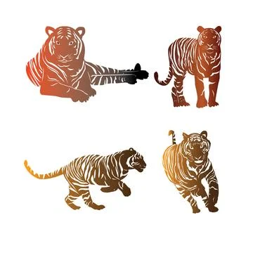 Beautiful tiger vector design on a white background Stock Illustration