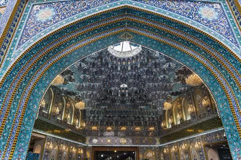 Beautiful tilework, Al-Abbas Holy Shrine, Kerbala, Iraq, Middle East Stock Photos