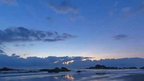 Beautiful time lapse at the beach during sunrise. Stock Footage 105689200