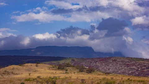Beautiful time-lapse of clouds flowing  overhead mountain Stock Footage 127842333