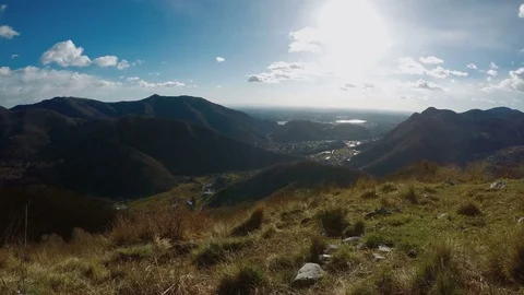 Beautiful time-lapse of clouds moving away from camera over the top of Alps 스톡 동영상 73288543