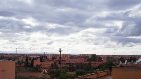 Beautiful time lapse with clouds on sunny in marrakech city Stock Footage 146441561