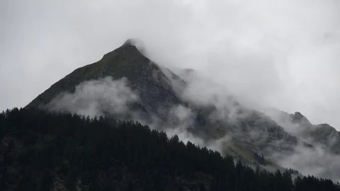 Beautiful Time Lapse of Clouds in Swiss Alps Mountain Slopes - Switzerland Stock Footage 80602905