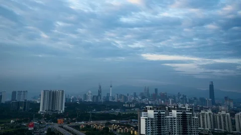 Beautiful time lapse motion, aerial view of Kuala Lumpur city in evening scene Stock Footage 116654545