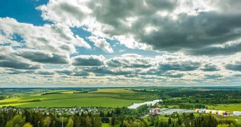 Beautiful time lapse over a keen summer landscape Stock Footage 90536871