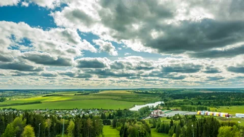 Beautiful time lapse over a keen summer landscape Stock Footage 91580720