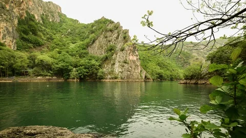Beautiful time lapse of river and mountains. Landscape from Canyon Matka Stock Footage