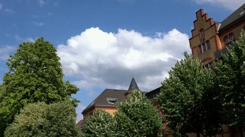 Beautiful time lapse shot of clouds moving over the city, Stock Footage 85121357