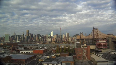 A beautiful time lapse shot of clouds moving over the New York Manhattan Stockbeeldmateriaal 107449746