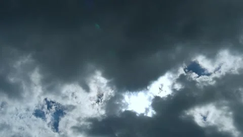 Beautiful Time Lapse of Sun of Gray White Cumulus Clouds in the Rays of the Sun. Stock Footage 164840845