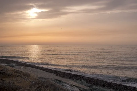 Beautiful time-lapse of sunset in Batumi Beach. Georgia Stock-Footage 127824110