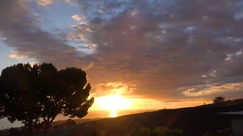 Beautiful time lapse sunset over the Pacific ocean from Ventura, California Stock Footage 86139451