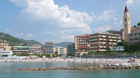 Beautiful time lapse video with coastline of Recco city Stock Footage 80303841