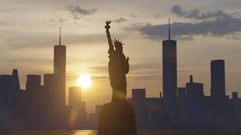 Beautiful time-lapse video of the Statue of Liberty at sunset Stock Footage 288270763