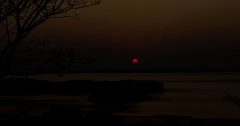 Beautiful time-lapse video of sunrise over african lake. Stock Footage