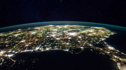Beautiful time lapse view of Aurora Borealis over North America in 4K. Stock Footage 74285639