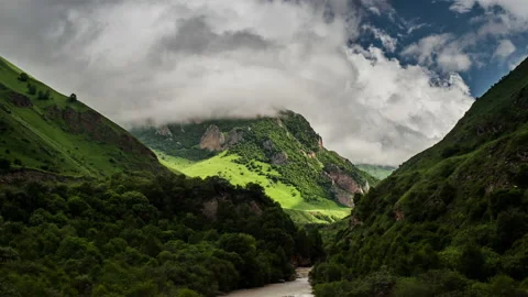 A beautiful time-lapse with a view of the mountain gorge. Stock Footage 165132689