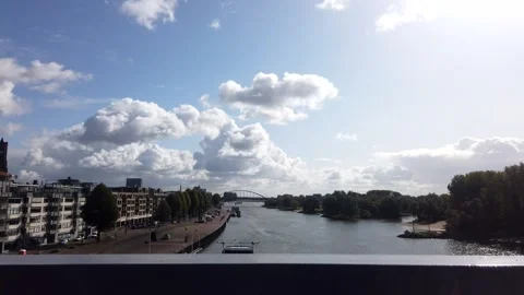 Beautiful Time lapse - View of a River + City Stock Footage 151097697