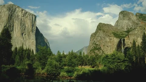 Beautiful timelapse of El Capitan and valley at Yosemite National Park Stock Footage