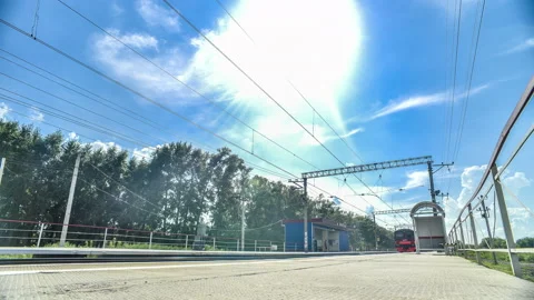 Beautiful timelapse of electric train Video stock 129670960