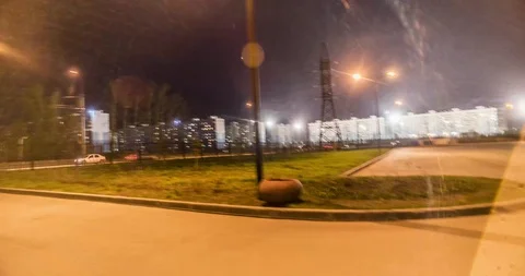 Beautiful timelapse, landscape and view of the city avenue at night Stock-Footage 129502072