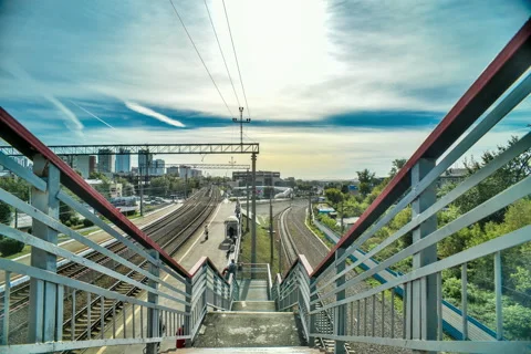 Beautiful timelapse of a railway junction 動画素材 129662505