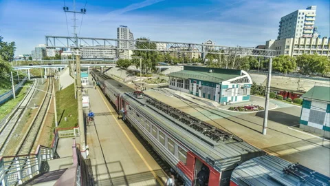Beautiful timelapse of a railway junction 스톡 동영상 129662895