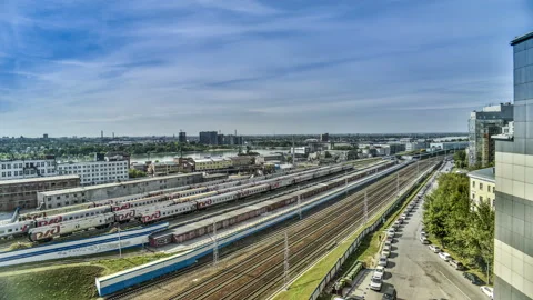Beautiful timelapse of a railway junction Video stock 129663327