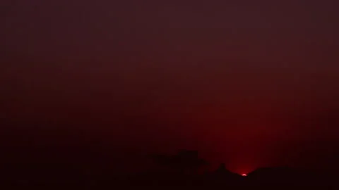 Beautiful Timelapse Red Background Sun Rising. Church Building Background. Video stock 152582484