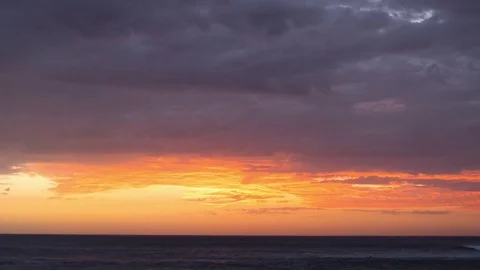 Beautiful Timelapse Shot Of Clouds Rolling Over Seascape During Sunset Stock Footage 70797595