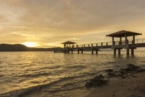 A beautiful timelapse slow motion wave at Jetty Pulau Aman Stock Footage 160729593